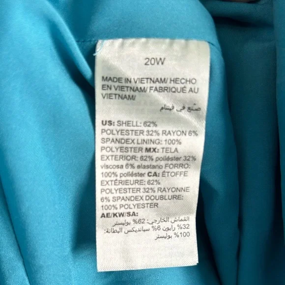 WHBM dress NWT 20W aqua teal flare sleeveless floppy hem alone dress oasis color - Picture 10 of 14